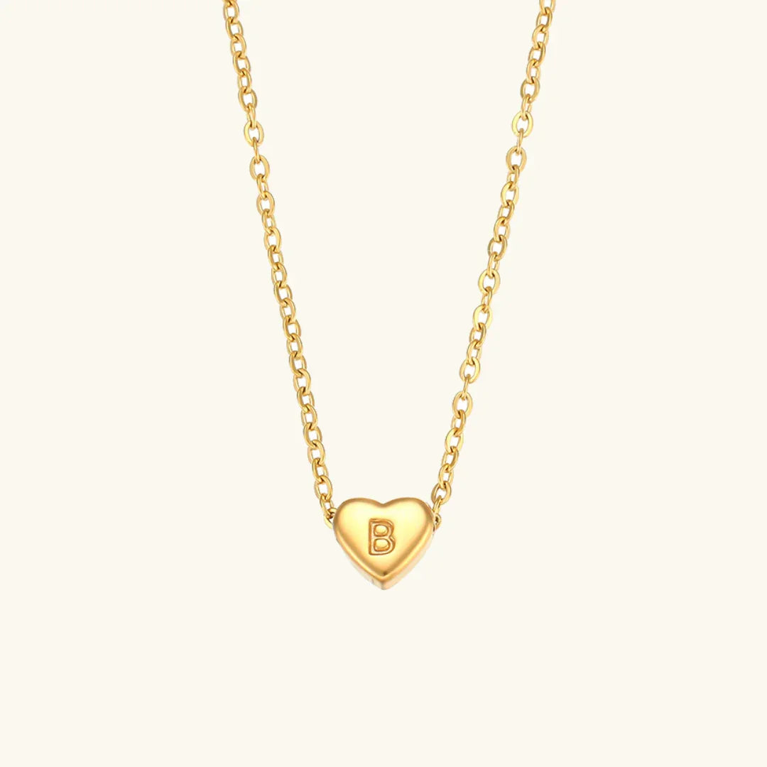 [AuraEcho]Heart Initial Gold Necklace