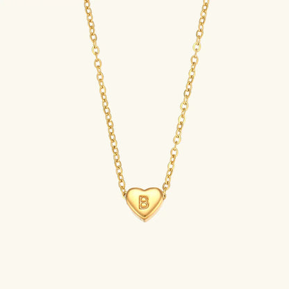 [AuraEcho]Heart Initial Gold Necklace