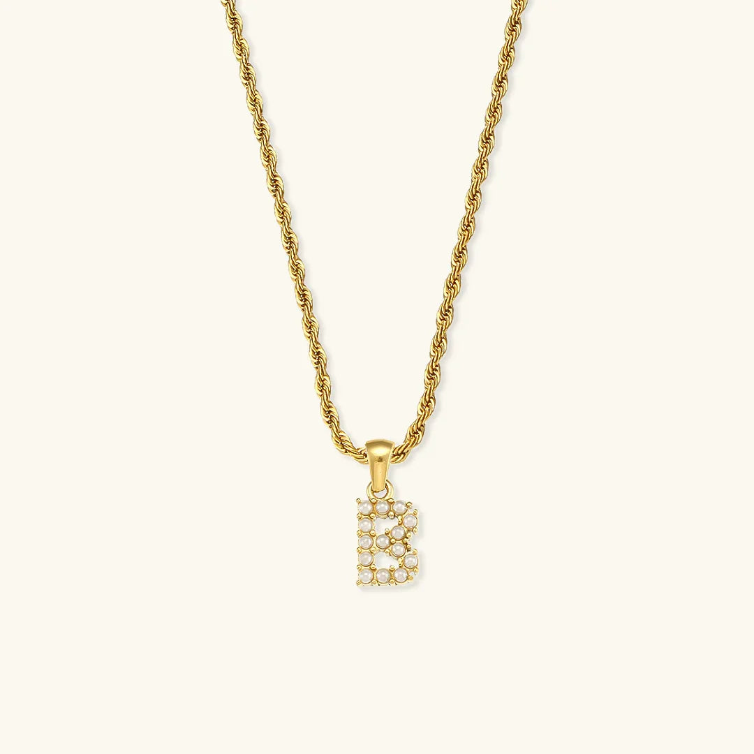 [AuraEcho]Elodie Initial Letter Pearl Necklace