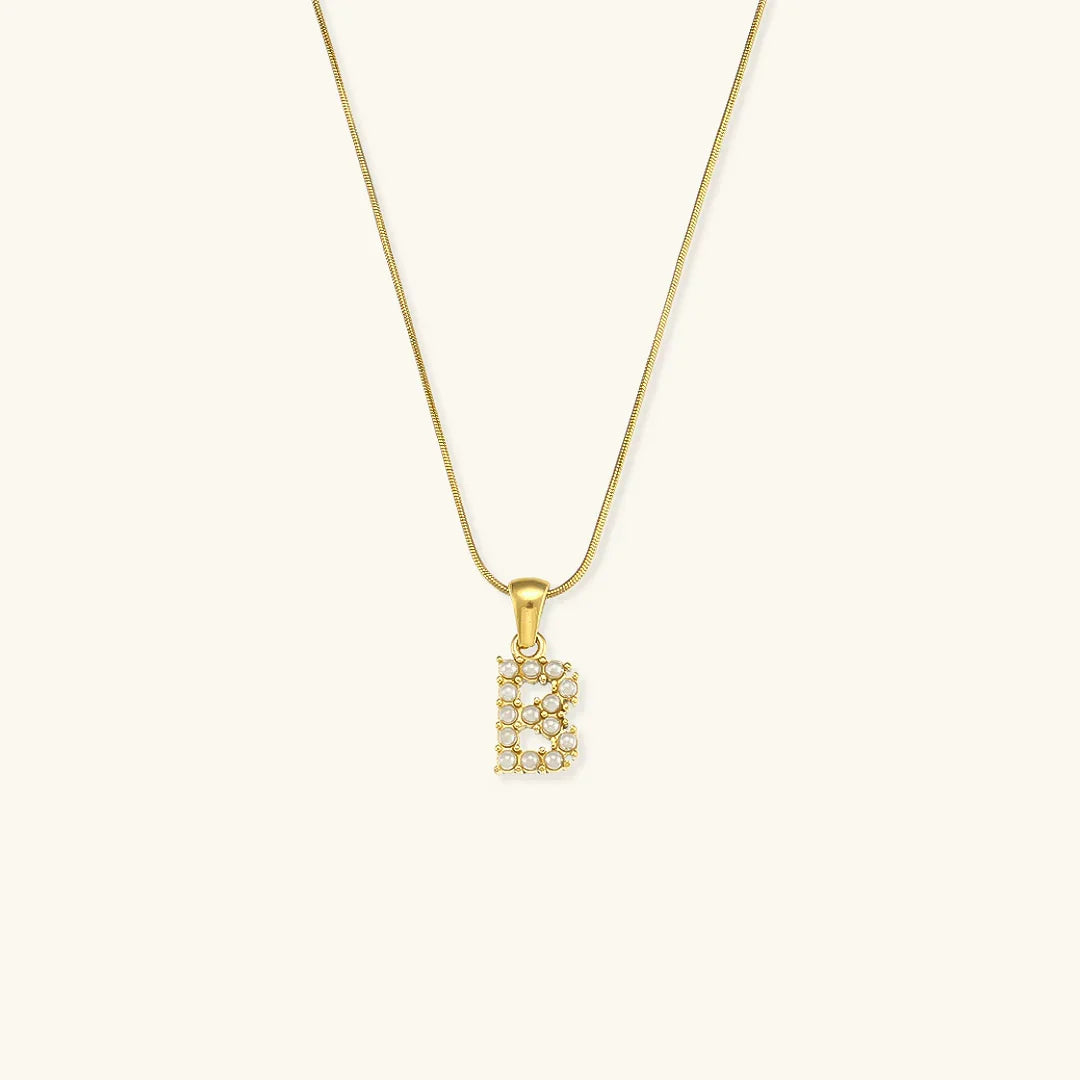 [AuraEcho]Augustine Initial Letter Pearl Necklace