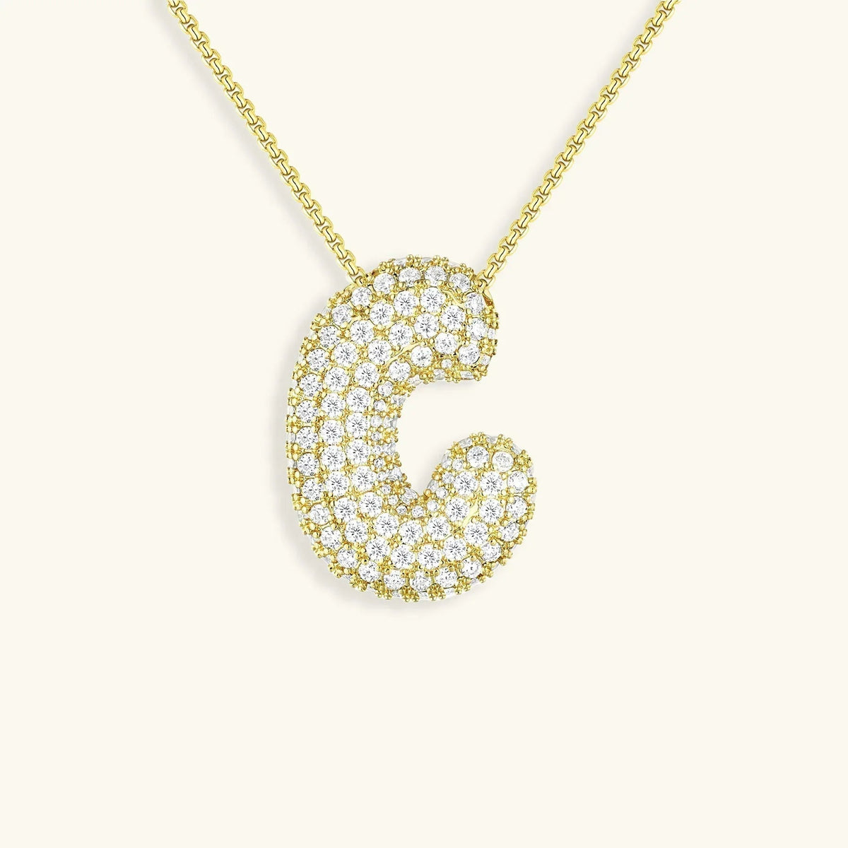 [AuraEcho]Bubble Initial Diamond Necklace