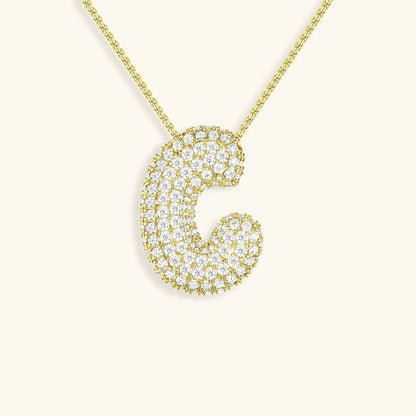 [AuraEcho]Bubble Initial Diamond Necklace