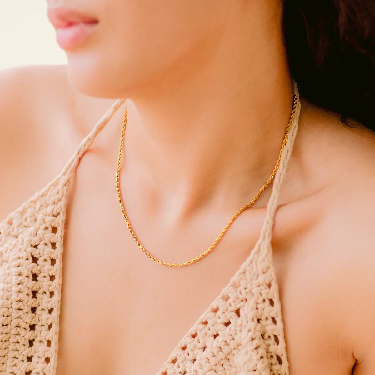 [AuraEcho]Calle Rope Chain Gold Necklace