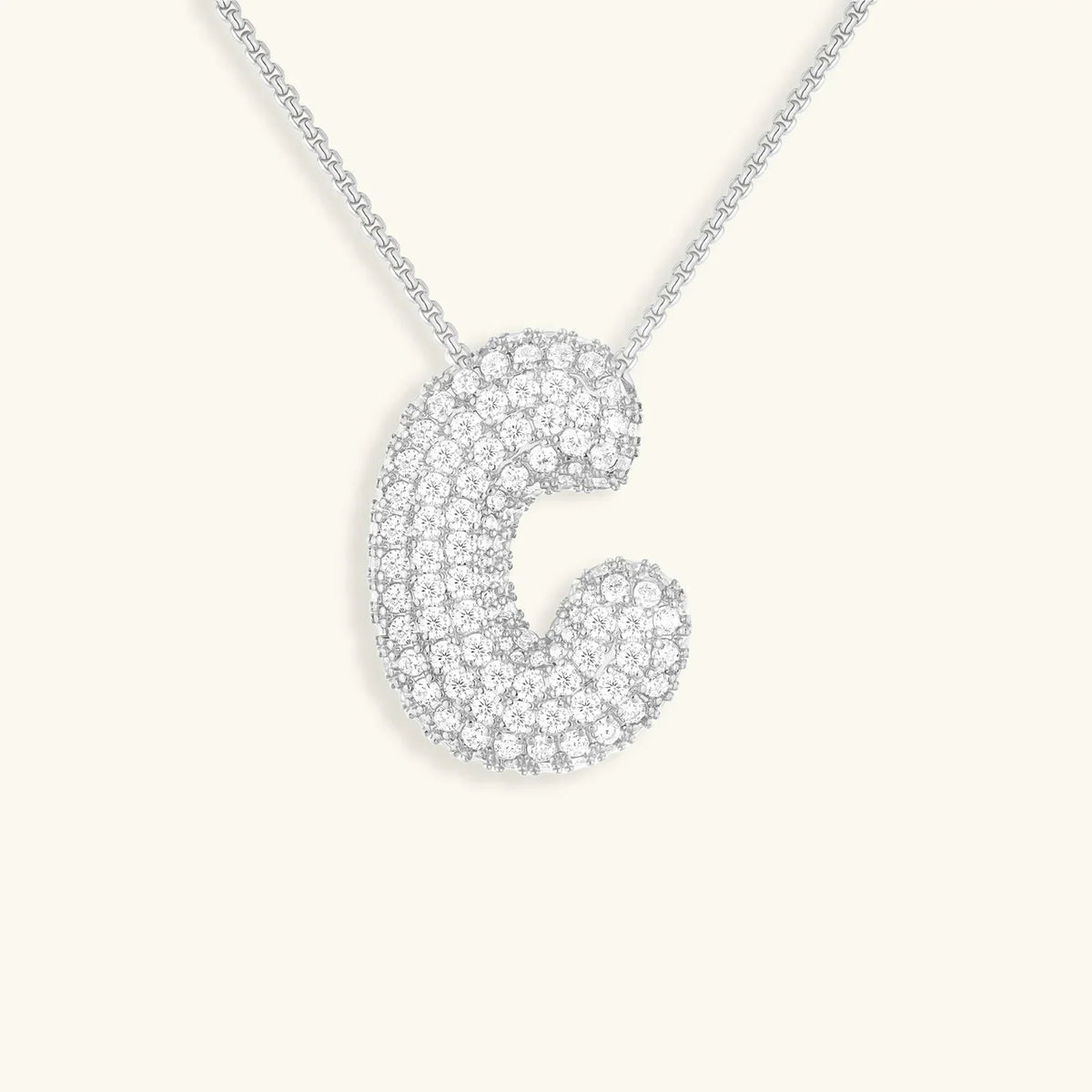 [AuraEcho]Bubble Initial Diamond Necklace