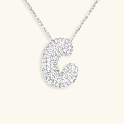 [AuraEcho]Bubble Initial Diamond Necklace