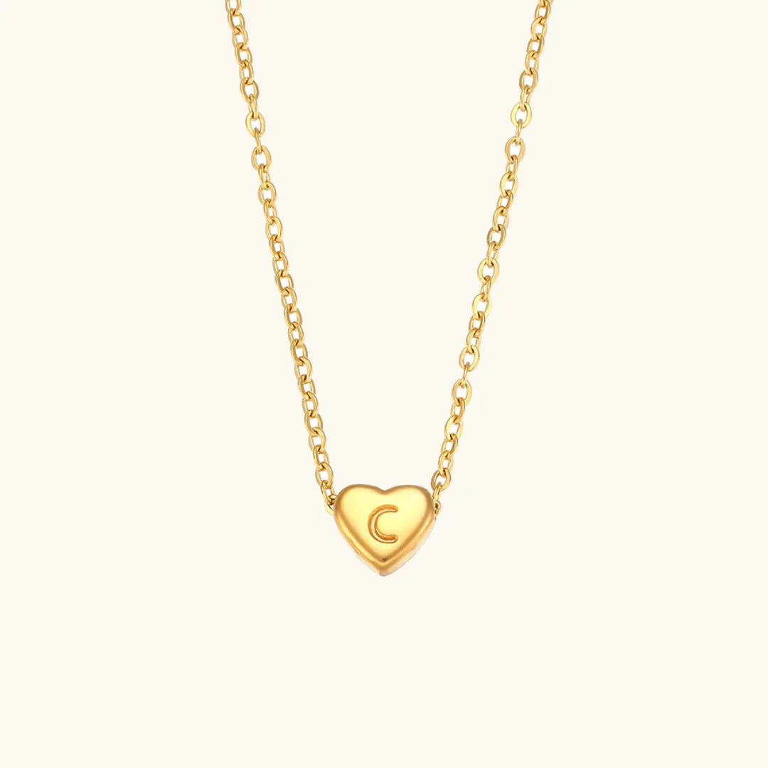 [AuraEcho]Heart Initial Gold Necklace