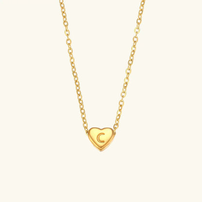 [AuraEcho]Heart Initial Gold Necklace