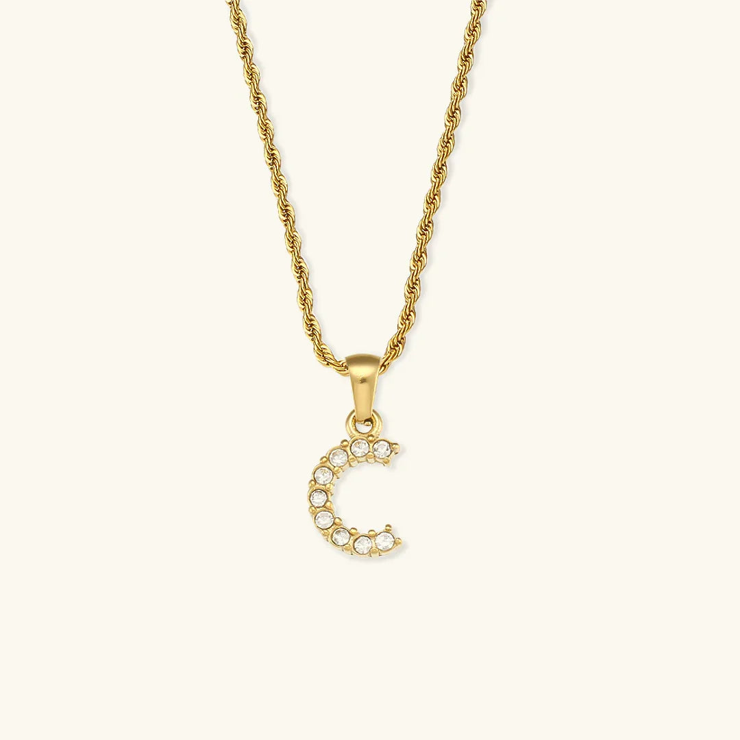 [AuraEcho]Maeve Letter Initial Diamond Necklace