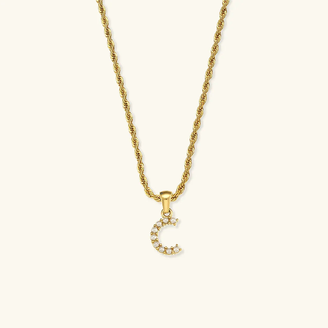 [AuraEcho]Elodie Initial Letter Pearl Necklace