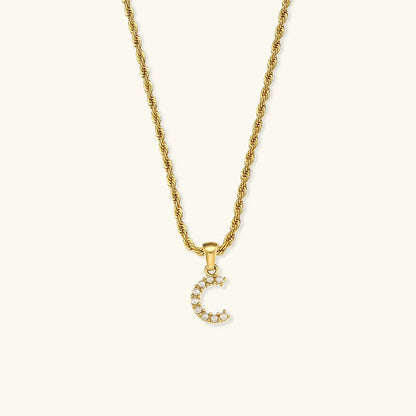 [AuraEcho]Elodie Initial Letter Pearl Necklace