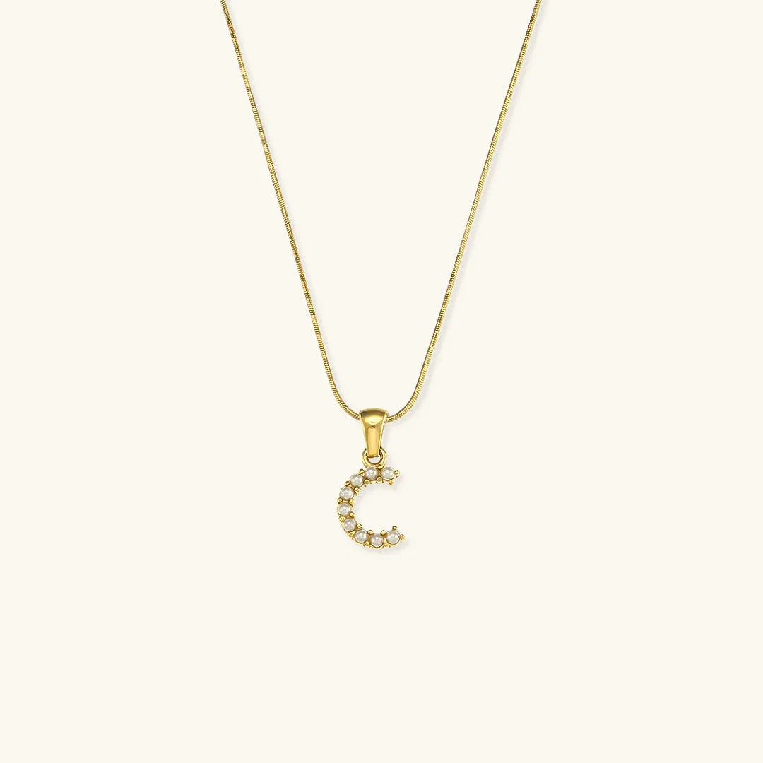 [AuraEcho]Augustine Initial Letter Pearl Necklace