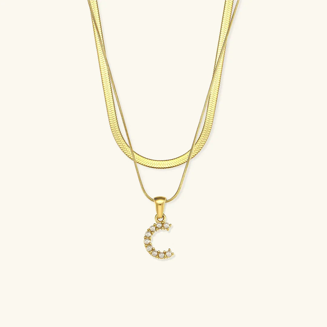 [AuraEcho]Fiona Layered Gold Initial Letter Necklace