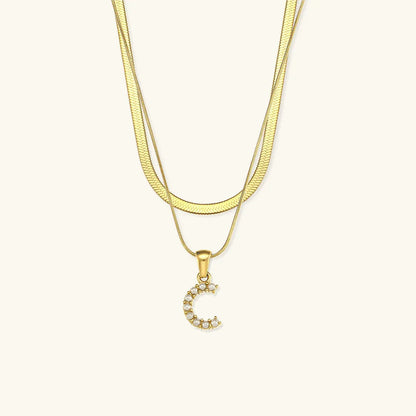 [AuraEcho]Fiona Layered Gold Initial Letter Necklace