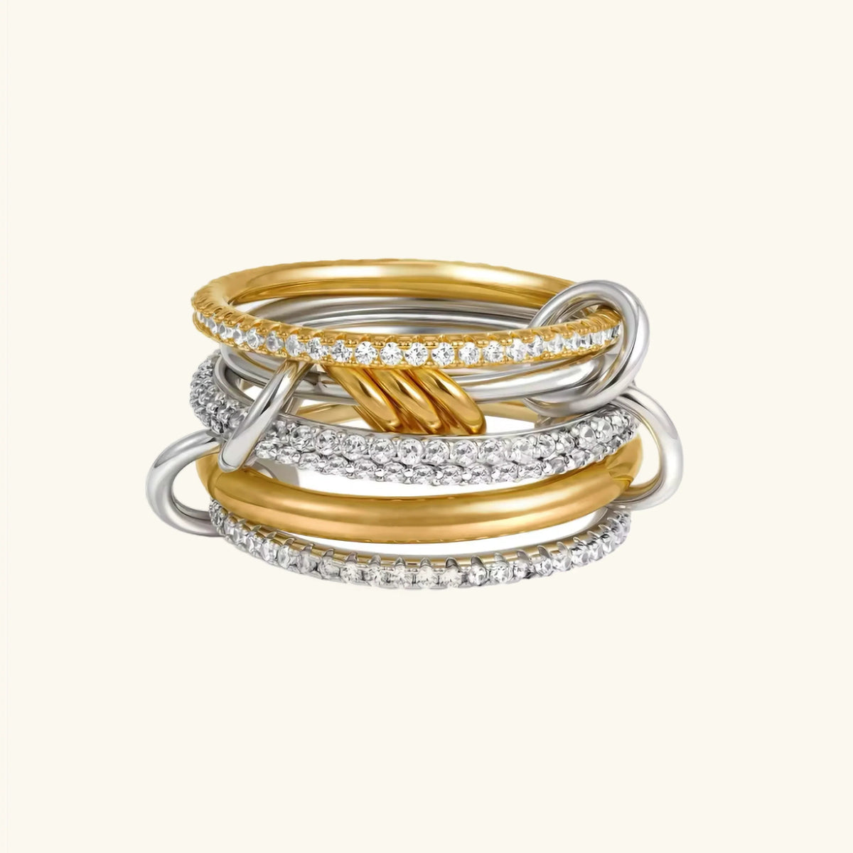 [AuraEcho]Collina Stacked Diamond Ring