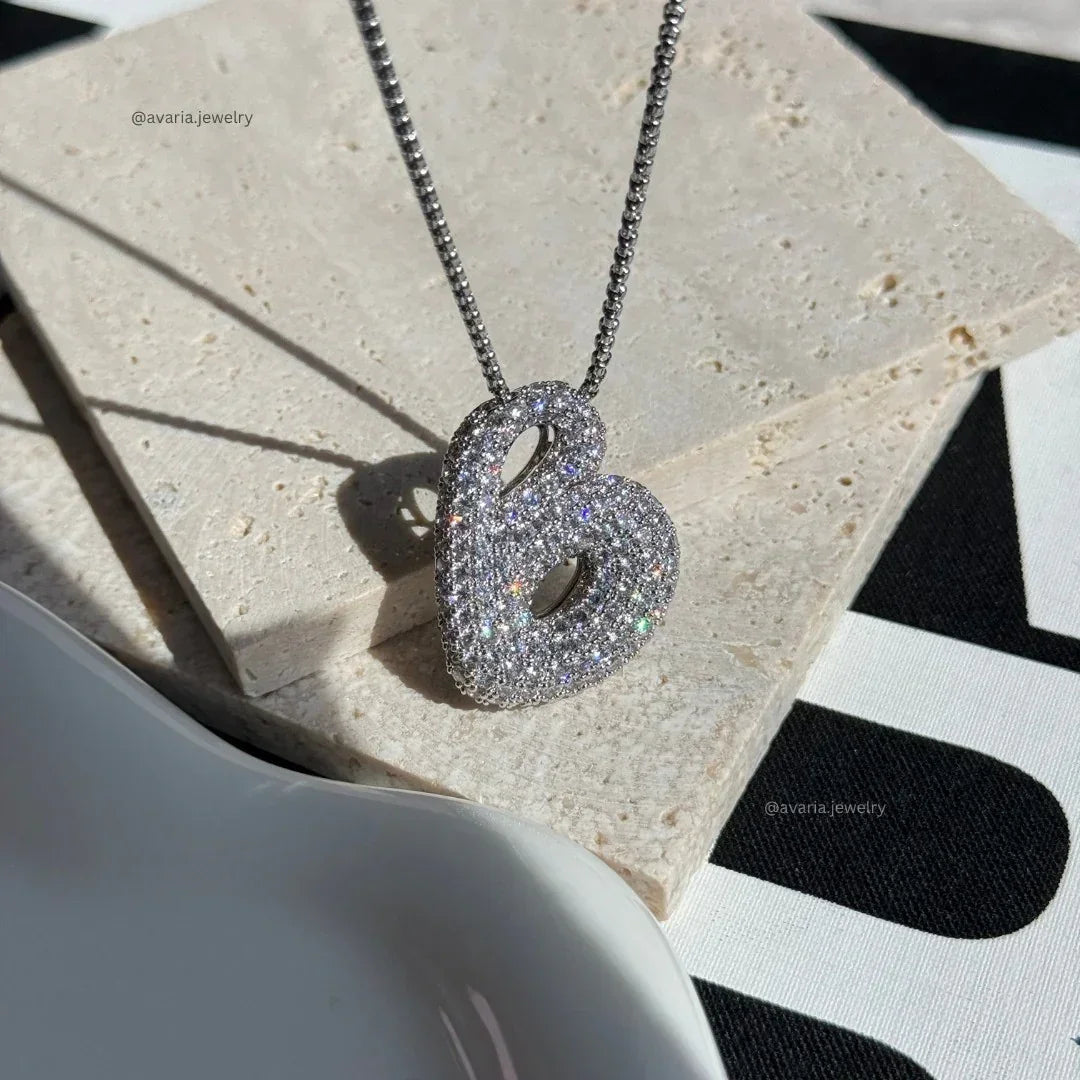 [AuraEcho]Bubble Initial Diamond Necklace