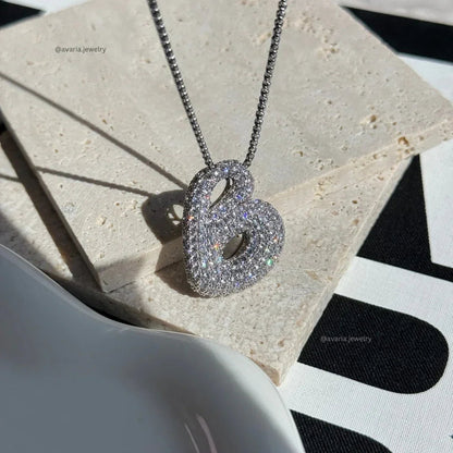 [AuraEcho]Bubble Initial Diamond Necklace