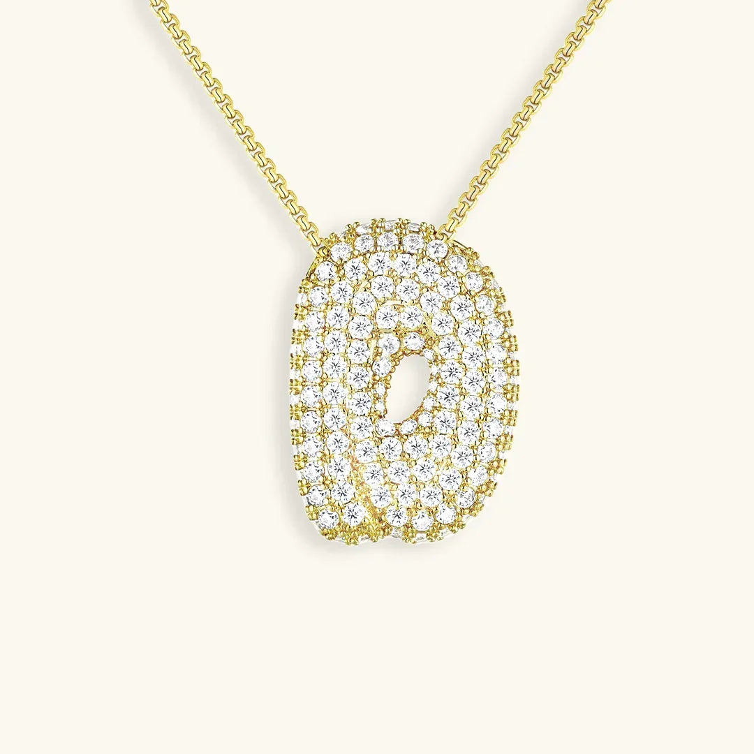 [AuraEcho]Bubble Initial Diamond Necklace