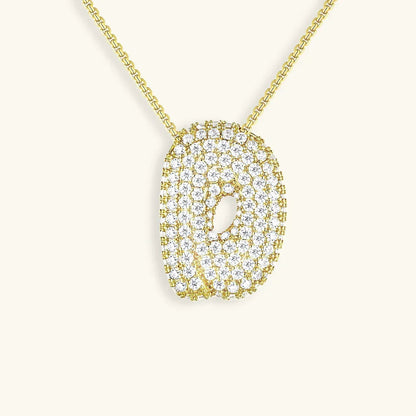 [AuraEcho]Bubble Initial Diamond Necklace