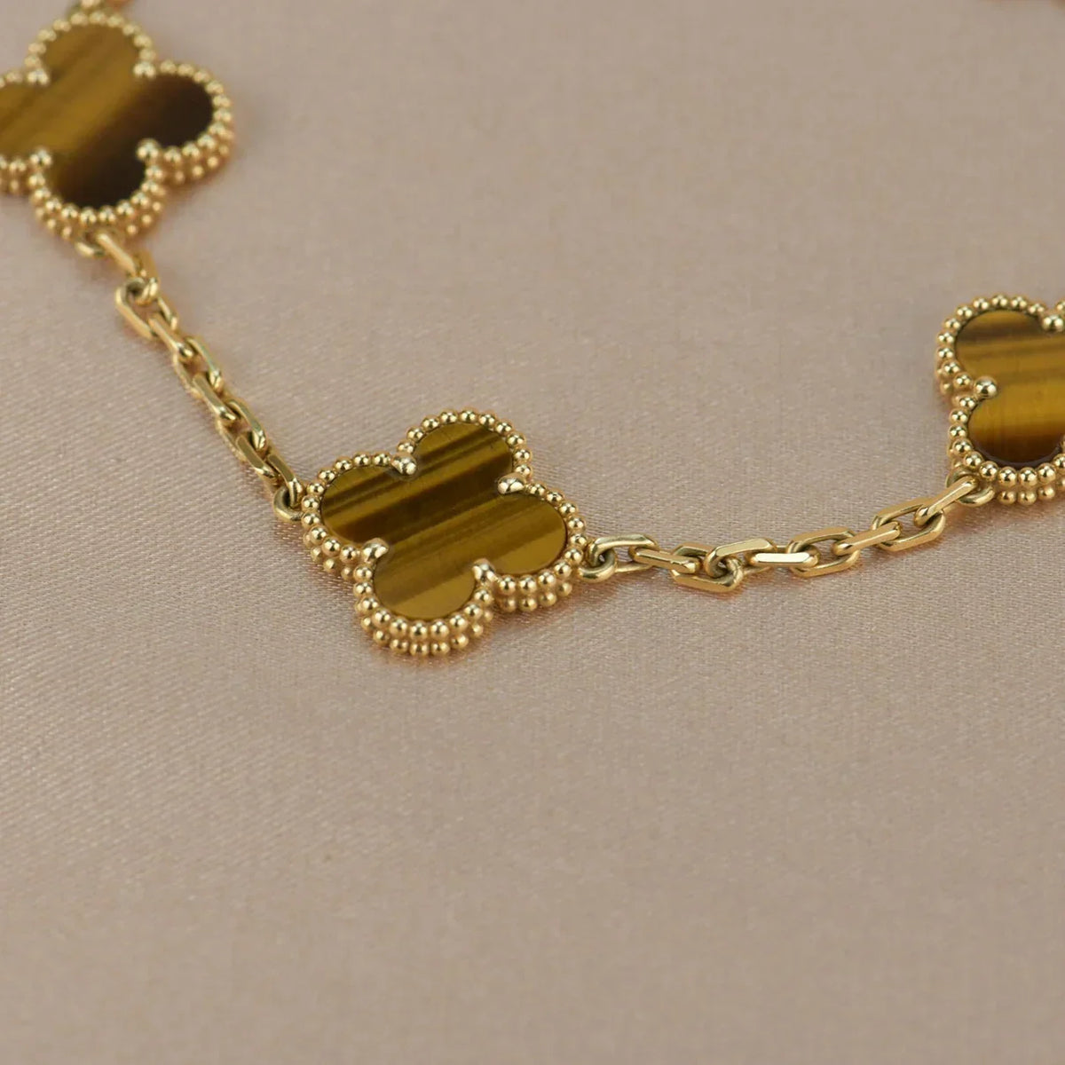[AuraEcho] CLOVER 5 MOTIFS TIGER EYE BRACELET COLLECTION