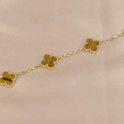 [AuraEcho] CLOVER 5 MOTIFS TIGER EYE BRACELET COLLECTION