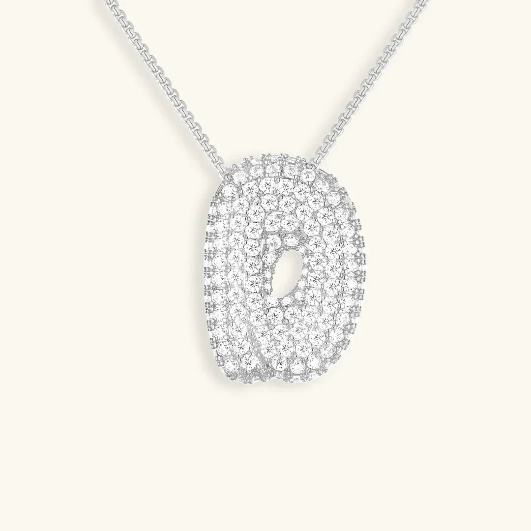 [AuraEcho]Bubble Initial Diamond Necklace