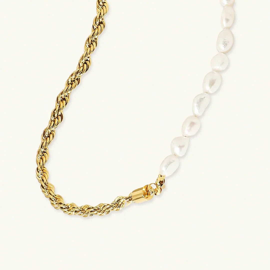 [AuraEcho]Dualia Gold Pearl Necklace