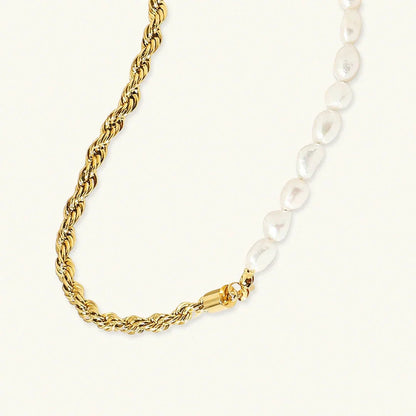 [AuraEcho]Dualia Gold Pearl Necklace