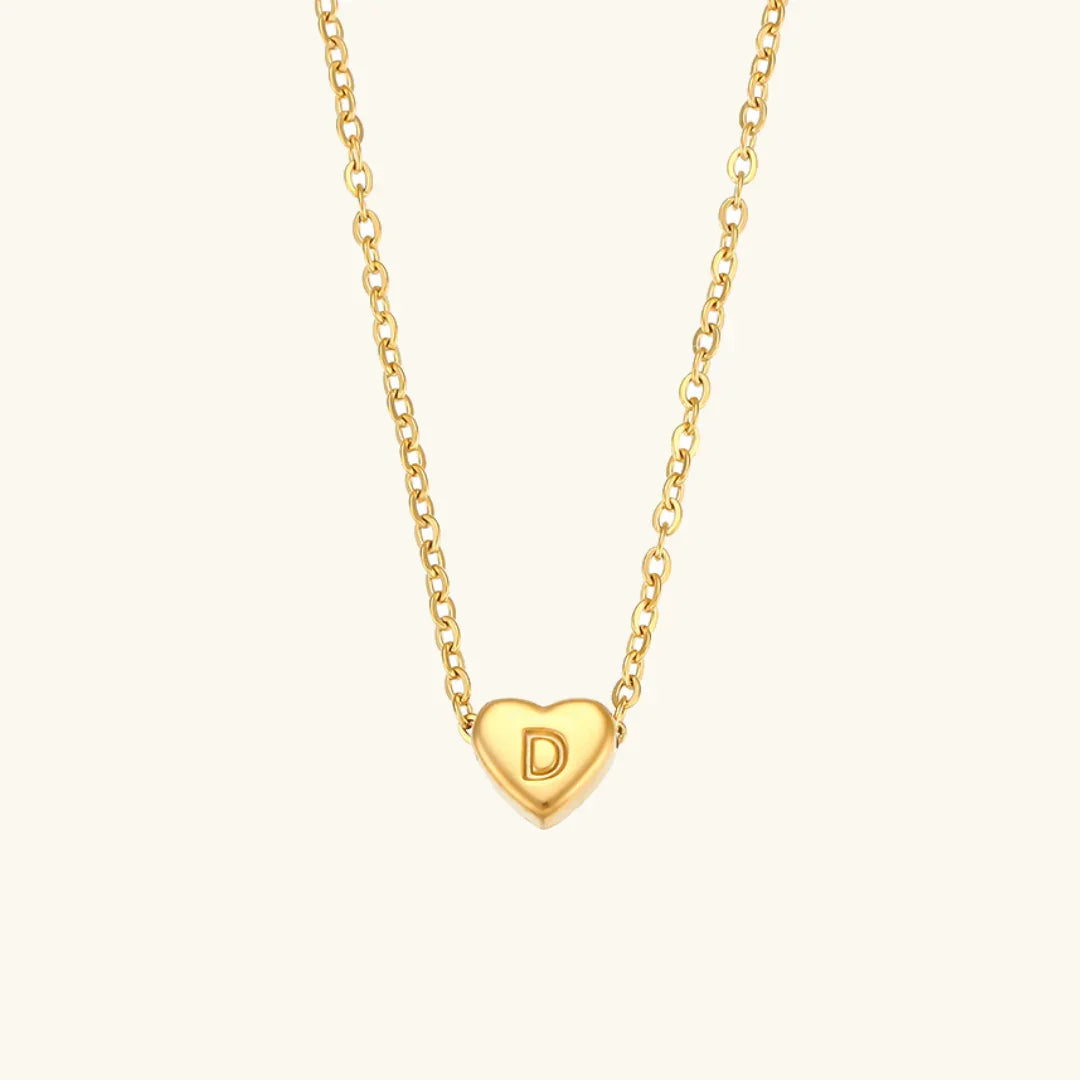 [AuraEcho]Heart Initial Gold Necklace
