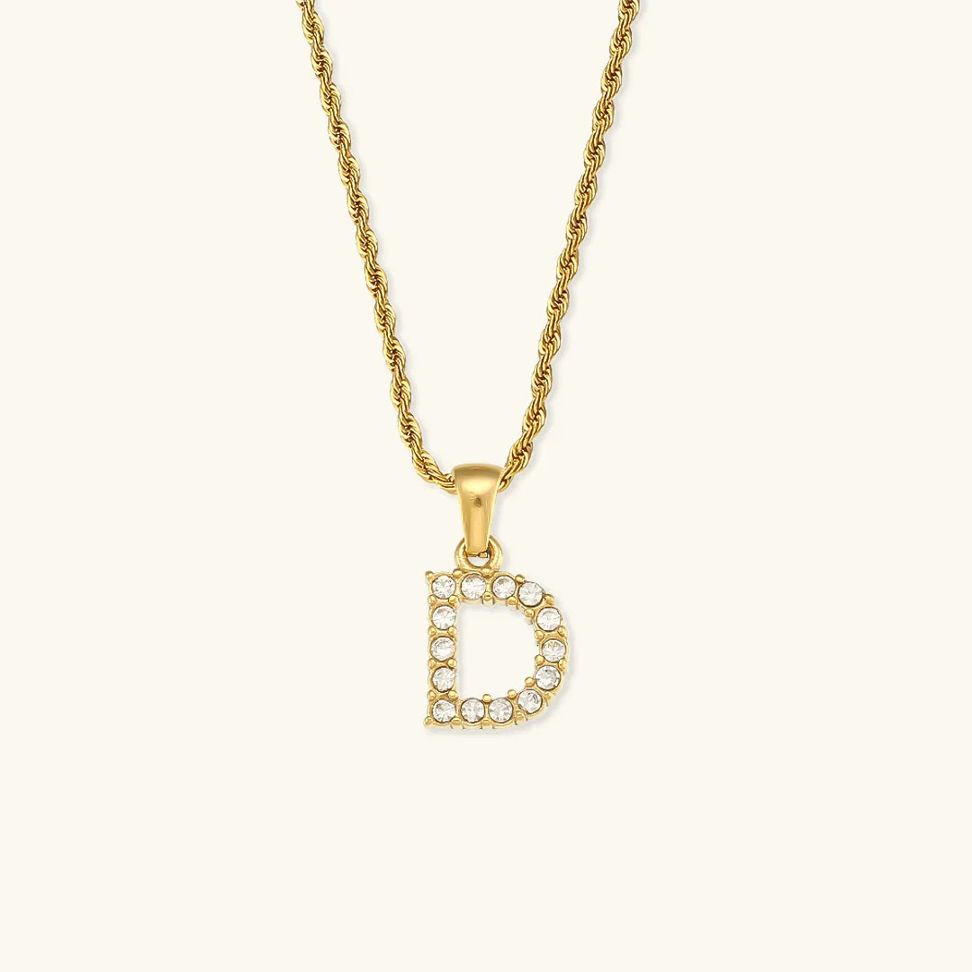 [AuraEcho]Maeve Letter Initial Diamond Necklace