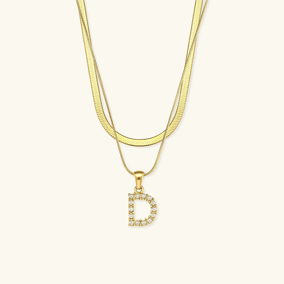 [AuraEcho]Fiona Layered Gold Initial Letter Necklace
