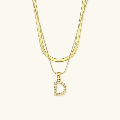 [AuraEcho]Fiona Layered Gold Initial Letter Necklace