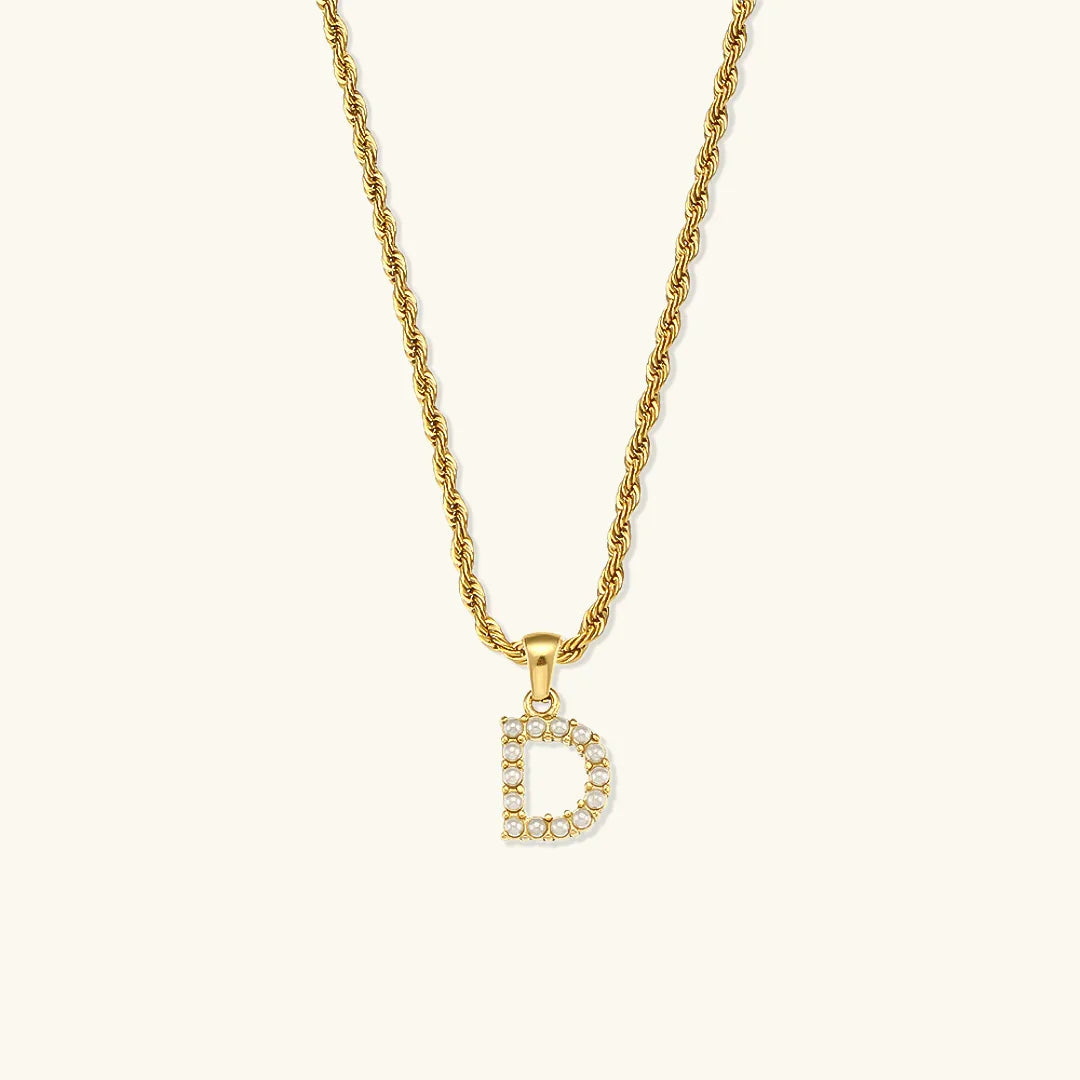 [AuraEcho]Elodie Initial Letter Pearl Necklace