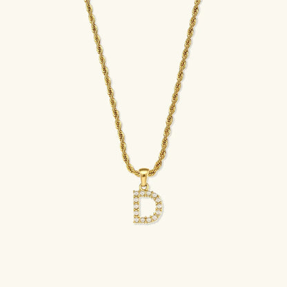 [AuraEcho]Elodie Initial Letter Pearl Necklace