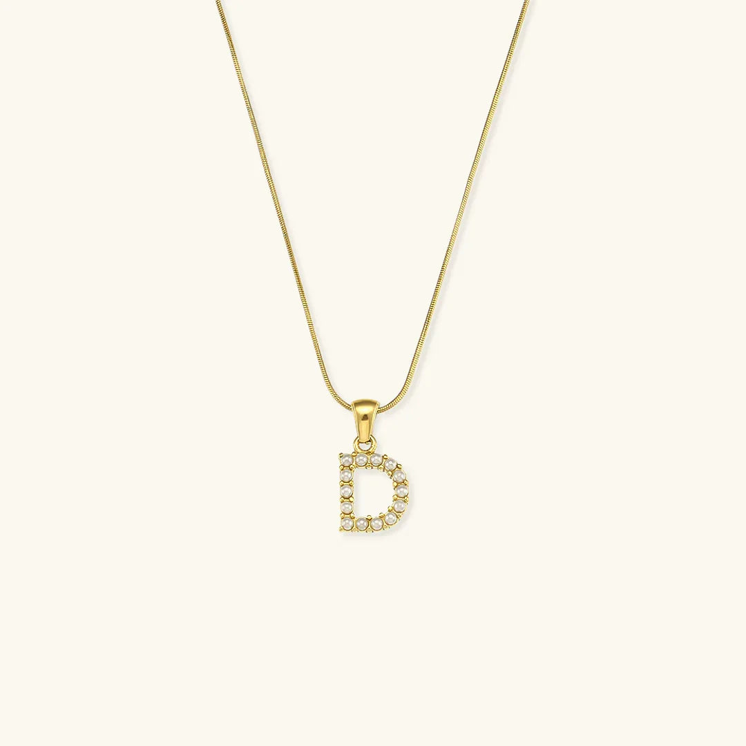 [AuraEcho]Augustine Initial Letter Pearl Necklace