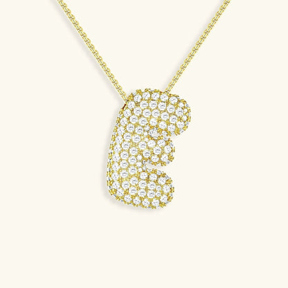 [AuraEcho]Bubble Initial Diamond Necklace