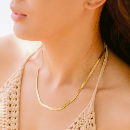 [AuraEcho]Elysian Gold Herringbone Necklace