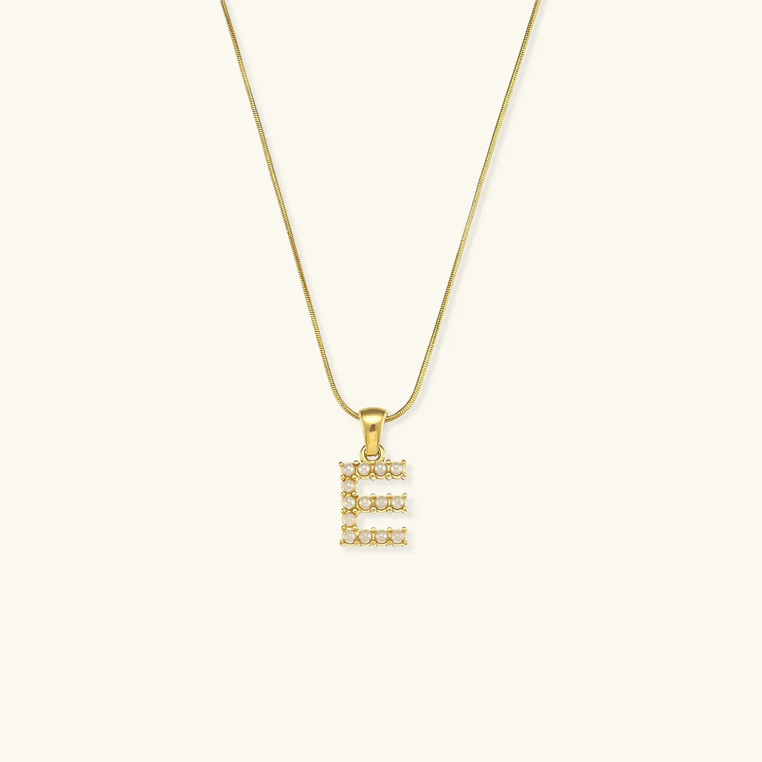 [AuraEcho]Augustine Initial Letter Pearl Necklace