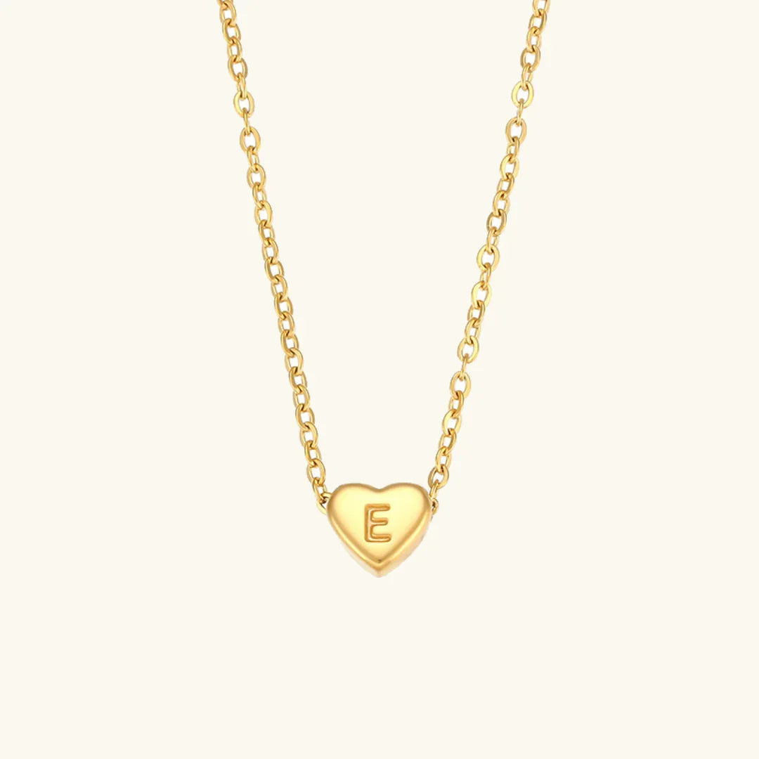 [AuraEcho]Heart Initial Gold Necklace