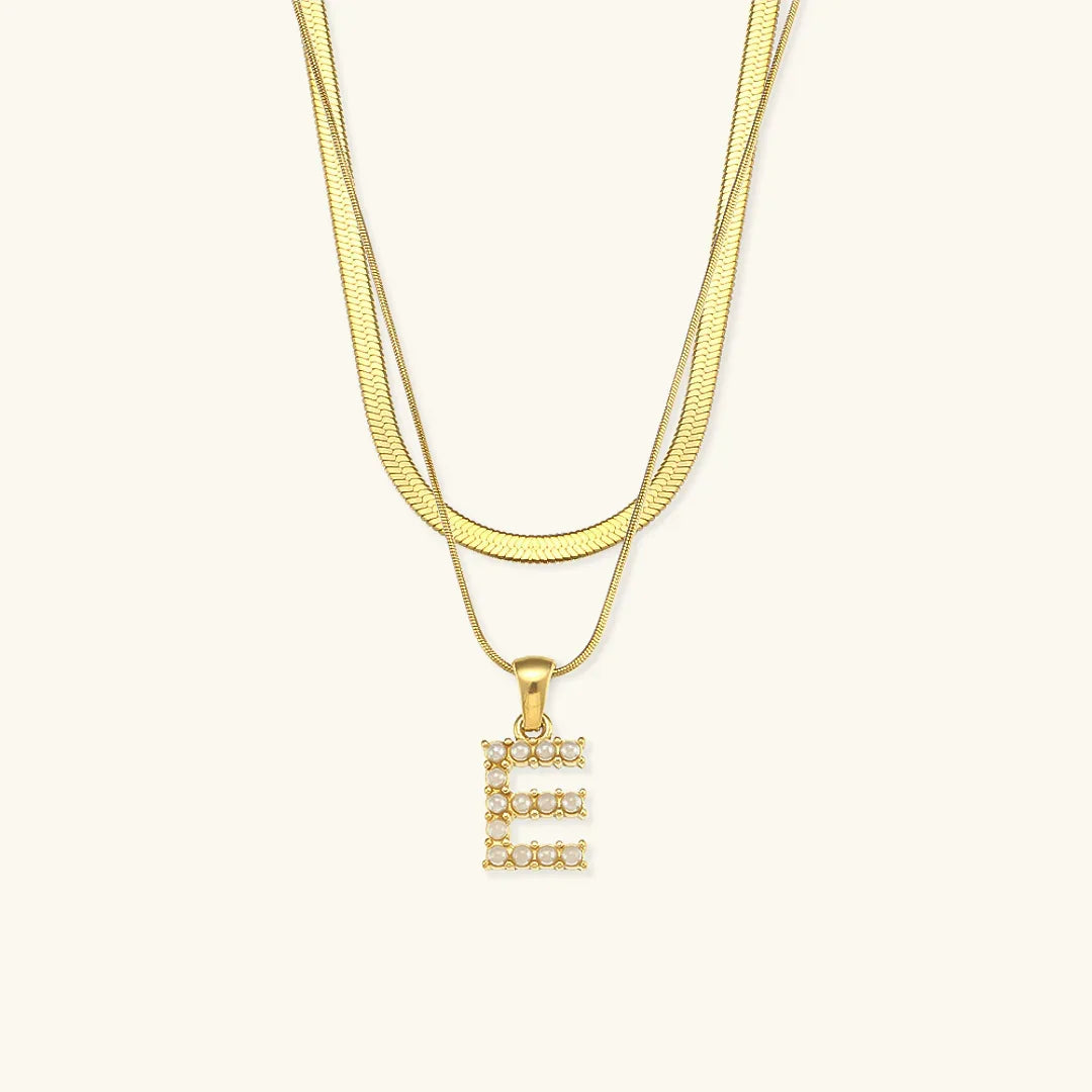 [AuraEcho]Fiona Layered Gold Initial Letter Necklace