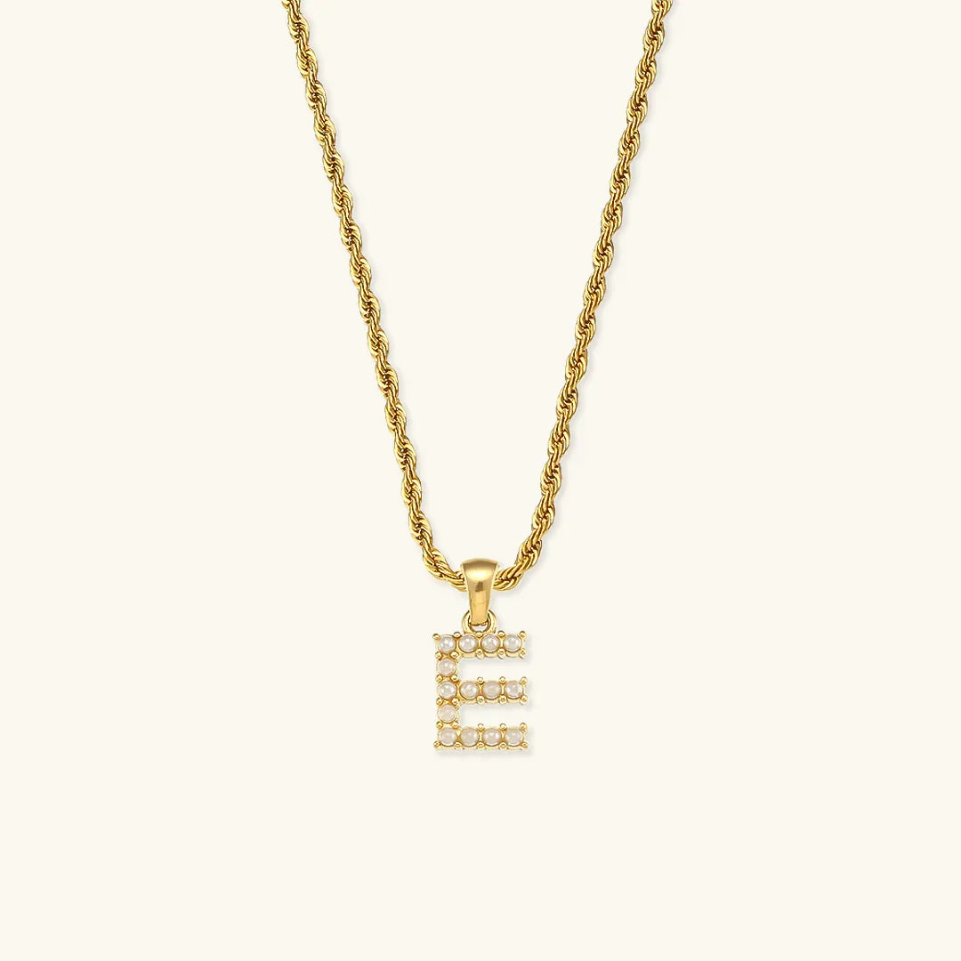 [AuraEcho]Elodie Initial Letter Pearl Necklace