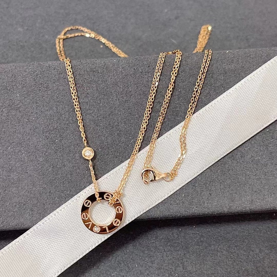 [AuraEcho]LOVE NECKLACE 16MM 2 DIAMONDS