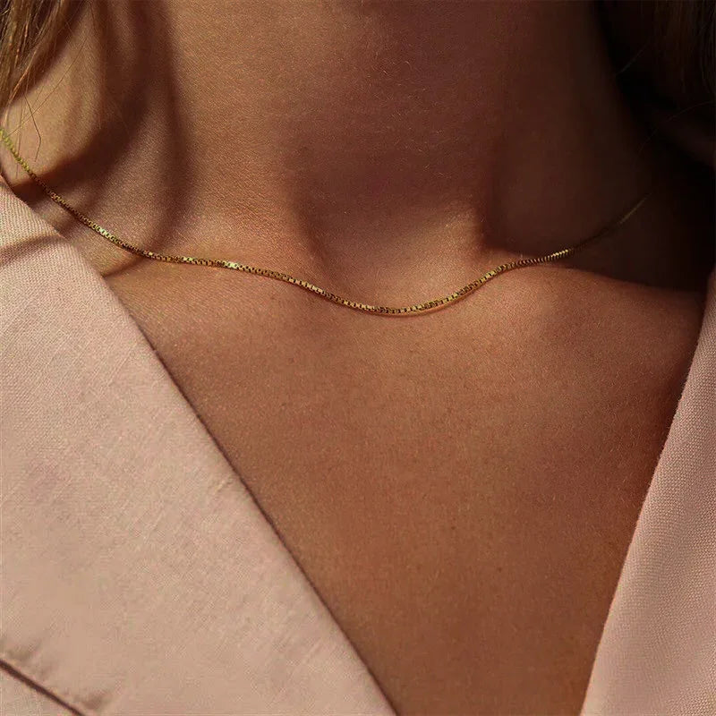 [AuraEcho]Danica Box Chain Gold Necklace
