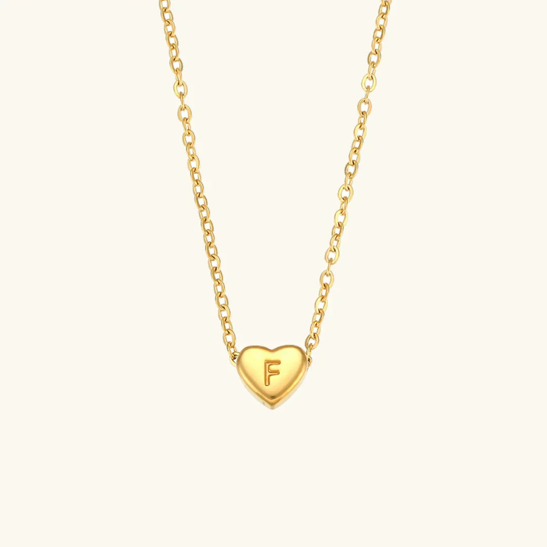 [AuraEcho]Heart Initial Gold Necklace