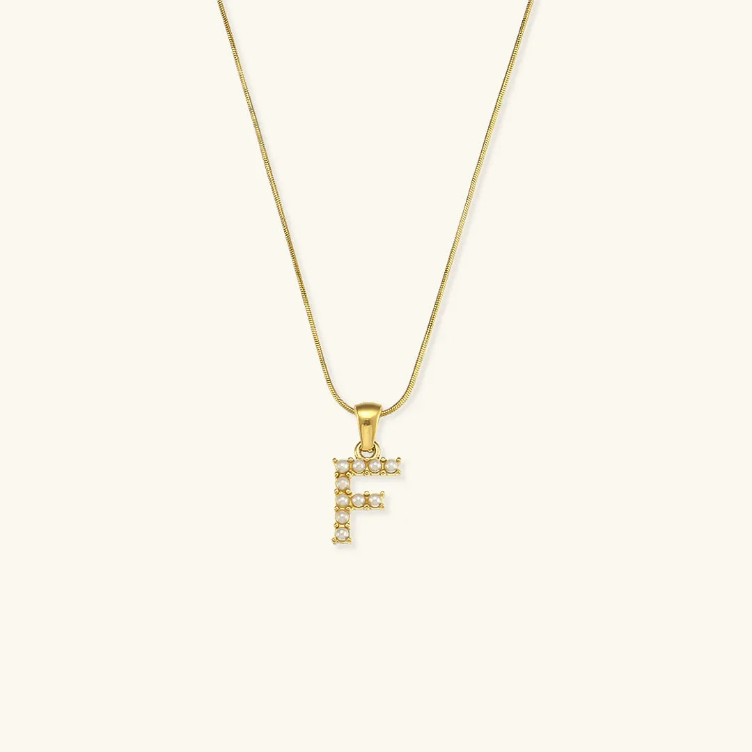 [AuraEcho]Augustine Initial Letter Pearl Necklace