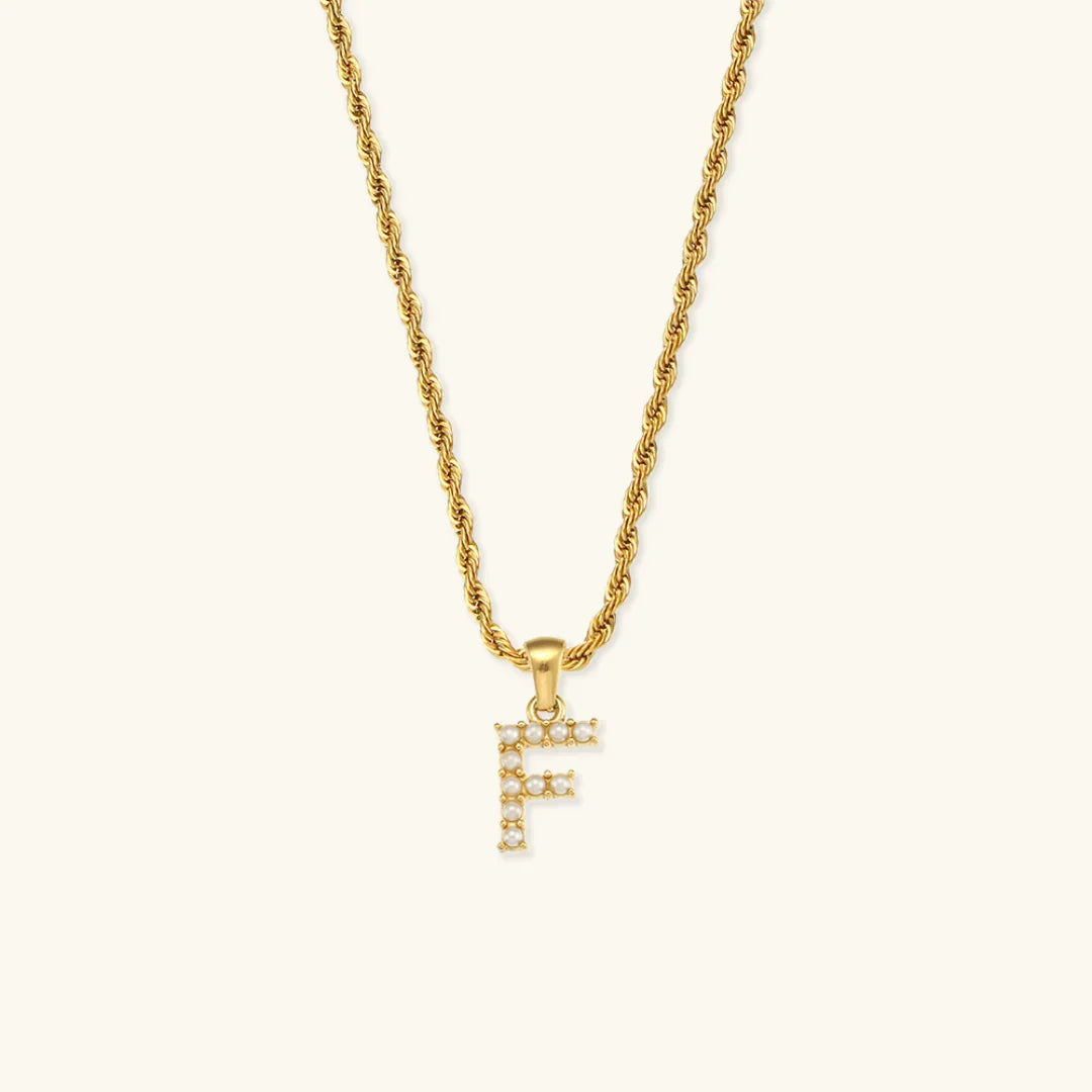 [AuraEcho]Elodie Initial Letter Pearl Necklace