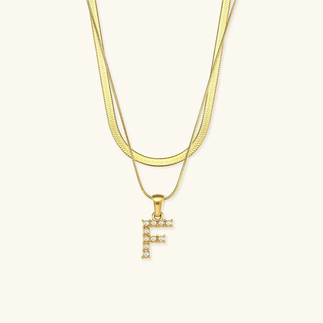 [AuraEcho]Fiona Layered Gold Initial Letter Necklace