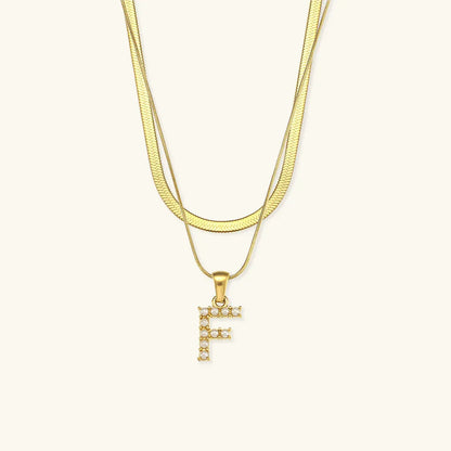 [AuraEcho]Fiona Layered Gold Initial Letter Necklace