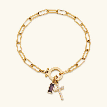 [AuraEcho]Annabella Birthstone Cross Bracelet