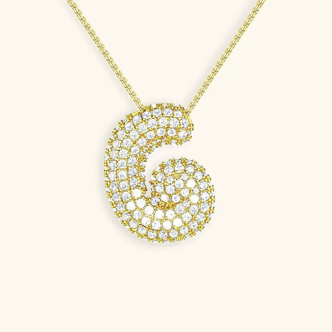 [AuraEcho]Bubble Initial Diamond Necklace