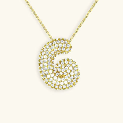 [AuraEcho]Bubble Initial Diamond Necklace